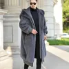 Herren Pelz Faux Übergroße Lose Mann Lange Mantel Kaninchen Kapuzenjacke Große Taschen Reißverschluss Dicke Warme Winter Xlong Mantel 231129