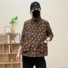 Kvinnors dikerockar Autumn Winter Retro Cotton Linen Printing Jacket med stora fickpassade kläder Kvinnor Löst överdimensionerad varma quiltade