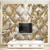 Fond d'écran personnalisé 3D Soft Pattern Golden Pattern European Style Salon Room TV Fond Papiers muraux Home Decor209y