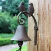 Sino de ferro fundido para jantar de boas-vindas, pássaros do amor, decoração de casa, campainha marrom angustiada, decoração de varanda ao ar livre, montagem na parede, Antique264S