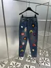 23SS Designer Women's Two Piece Set Women's Pants Set Polo Neck Zipper Face Decal Jeans Luxury Women's Jacket Top