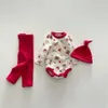 Conjuntos de roupas nascidos bebê roupa de natal outono inverno ano traje bebê menino e menina roupas dos desenhos animados imprimir criança pijama de natal 231129