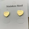 Neue T Gold Herz Ohrring Frauen Rose Stud Paar Flanell Tasche Edelstahl 10mm dick Piercing Schmuck Geschenke Frau Zubehör Großhandel