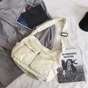 Torby wieczorowe Retro Multi Pockets Canvas torebka Męska nastolatek student nad dużą ulicą Hip Hop Messenger Bag Female Crossbody