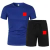 P designer t-shirt träningsoveraller herr T-shirt shorts set sommar Andas avslappnad löparset Modetryckt manligt märke sportdräkt