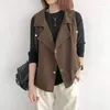 Kamizelki damskie kamizelki mody kamizelka kołnierza kobieta 2023 wiosenna jesienna kamizelka luźna kurtka bez rękawów