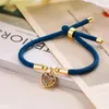 Charme pulseiras mini cz cristal para mulheres meninas corda vermelha corrente coração ajustável banhado a ouro jóias presentes