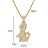 Hangende kettingen hiphop micro verharde kubieke zirkonia bling iced out gouden zilveren kleur cartoon boy hangers ketting voor mannen vrouwen rapper