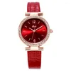 Wristwatches Red Attractive Women Watches Luxury Rhinestone Gold Watch 30M Waterproof Japan Quartz GEDI Brand Lady Gift Clock