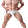 Calções masculinos roupa interior cor sólida biquíni sexy vadeando esportes cintura baixa corda briefs troncos de natação