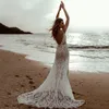 Сексуальное кружевное пляжное свадебное платье русалки с V-образным вырезом 2024, бретельки без рукавов, свадебные платья в стиле бохо с открытой спиной, Vestidos De Novia