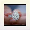 Huitan Roman Engagement Rings für birnenförmige Kristallkubikzironie AAA Schillernde Modeaccessoires Elegante weibliche Ringe x3325395