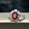 Wong Rain Vintage% 100% 925 STERLING Gümüş Yaratılan Moissanite Ruby Taş Düğün Nişan Yüzüğü Güzel Takı Hediyesi Tüm Y1186J