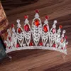 KMVEXO Baroque Or Argent Feuilles Cristal Strass Couronne De Mariage De Luxe Grande Reine Diadèmes Bandeau pour Accessoires De Cheveux De Mariée C2302