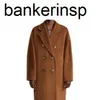 Designer Coat Maxmaras Pure Wool Winter Wool and cashmere double-sided style button up women's brown camel color 34