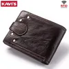 Kavis Genuine Cow Leather Male carteira masculina Pursa pequena RFID Couro Perse Mini Card Storage Walet Bag Hasp Coin Purse2083