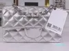 lady handles Double Letters Solid Hasp Waist Square Women Luxury Shiny silver shopping purse
