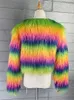 Pelliccia sintetica da donna FQLWL Giacca invernale in pelliccia sintetica bianca per le donne Tie Dye Manica lunga Cappotto in pelliccia sintetica Moda femminile O Collo Cappotti e giacche Donna 231129