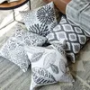 Oreiller/décoratif gris géométrique fleur feuille taie d'oreiller en lin housse de canapé décoration de la maison peut être personnalisé pour vous 40x40 50x