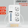 Power Strips Extension Cords Surge Protectors Multiprise EU Plug Socket Strip With USB Cord Smart Home Network Filter Overload Outlet AC Electrical 231130