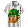 Men's Casual Shirts Floral Long Sleeve Shirt Male St. Patricks's Day Short Autumn 3D Printing Hawaii Scoop Neck Tee