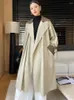 Trench coat patchwork in pelle da donna per donna Autunno 2023 Giacca lunga giacca a vento lunga con design semplice in vera pelle di pecora con cintura