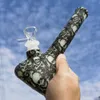 7 INCH Silicone Hookah Glow in the Dark Smoking Water Pipe Skull Printed Shisha Bong WITH Bowl