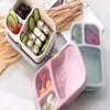 Spedizione gratuita 3 Grid Paglia di grano Lunch Box Microonde Bento Box Qualità Salute Naturale Studente Scatola di conservazione degli alimenti portatile Stoviglie LL