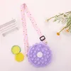 Cartoon Silicone Girls Messenger Bag Daisy Flower Pop Bag Fidget Girls Toys Push Bubbles Squeeze Toy Coin Bags Rainbow Macaron Color