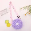 Dessin animé Silicone Filles Messenger Sac Daisy Fleur Pop Sac Fidget Filles Jouets Pousser Bulles Squeeze Jouet Sacs De Pièces De Monnaie Arc-En-Macaron Couleur