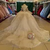 Light Champagne Shiny Quinceanera Dresses For 16 Girl Sweetheart Off the Shoulder Appliques Lace Beads Princess Ball Gowns Birthday Prom