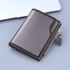 Wallets Men's Wallet Short Triple Fold With Zipper Simple Solid Color Horizontal Business Multi-card Student Change Clip Purse