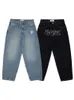 Мужские джинсы мешковатые повседневные широкие мужские уличные ретро хип-хоп принты трендовые модные черные джинсы с высокой талией Y2k Одежда 2023