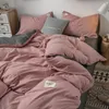 Conjuntos de cama Nordic Bedding Set Simples Folhas Planas Duvet Quilt Cover Fronha Roupa de Cama para Única Rainha Full Size Sólida Home Têxteis 231129