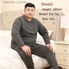 Men's Thermal Underwear Men's Plus Size Thermal Underwear Suit Plus Fertilizer Enlarged Winter Plus Fleece Thickened Cold-Proof Thermal Tops and Pants L231130