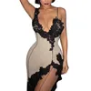 Robes Décontractées Femmes Sexy Deep V Jarretelles Robe Corps Mince Montrant La Poitrine Dos Ouvert