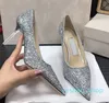 romy high heels glitter Strass pointed pop pumps sandal mesh sandals with box