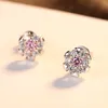 Charming 3A Zircon Flower Stud Earrings Women Fashion Luxury Brand Dual Color s925 Silver Earrings Female High-end Wedding Party Jewelry Valentine's Day Gift