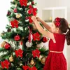 Dried Flowers 105PCS Christmas Decor Artificial Flower Gold Red Xmas Tree Ornaments Big Heads for Home Year Navidad Party 231130