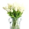 Decorative Flowers Artificial Fake Bouquet 20Pcs Tulip Real Touch Bridal Wedding For Home Floral Decor(NO Vase)