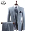 Męskie garnitury Blazers S-7xl Stripe Business Casual 3pcs męscy luksusowy dżentelmen oficjalny dopasowanie garnituru Male klasyczne proste jasnoszary blezery 231127