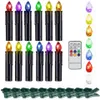 LED Candles Colorful Battery-Operated Fake Candle Christmas Tree Light With Timer Remote And Clip Decorative For Halloween Black H272E