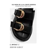 Sandals Brand Designer Women Platform Gold Buckle Roman Shoes Summer Metal Circle Gladiator Sandalias Mujer Muffins Slides