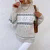 Женские свитера, рождественский трикотаж, осень-зима, полуводолазка, свитер со снежинками, женский 231129