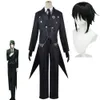 Anime sebastian michaelis cosplay uniforme ternos preto mordomo traje rabo de andorinha roupas completas demônio s peruca chapelaria