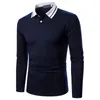 Mens T Shirt Stripe Lapel Business Walver ofis t-shirt resmi çalışma katı tişört alt