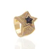 رجال Zircon Star Ring Diamond Euramerican Hip Hop Jewelry Copper Out Mens Rings328i