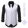Men's Vests Black Paisley Blue Suit Vest Neck Tie Set Pocket Square Cufflinks Men's Wedding Waistcoat Luxury Tuxedo Vests Men Gilet DiBanGu 230418