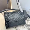 Totes Große Kapazität Handtasche Mode Tasche Frauen Leder Designer Schultertaschen Schwarze Rautenmuster Handtaschen Metallkette Klassische Alphabet Einkaufstasche