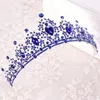 Fermagli per capelli KMVEXO Vintage AB Cristallo blu Diademi da sposa Spose Cuore Goccia Fasce per capelli Corone Accessori da sposa Gioielli da ballo Regali